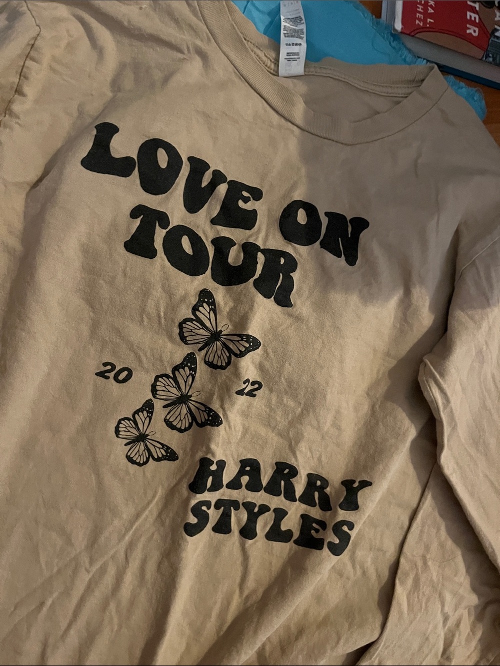 Harry Styles Beige "Love On Tour" Long Sleeve Shirt 2022 Butterfly - Picture 2 of 4